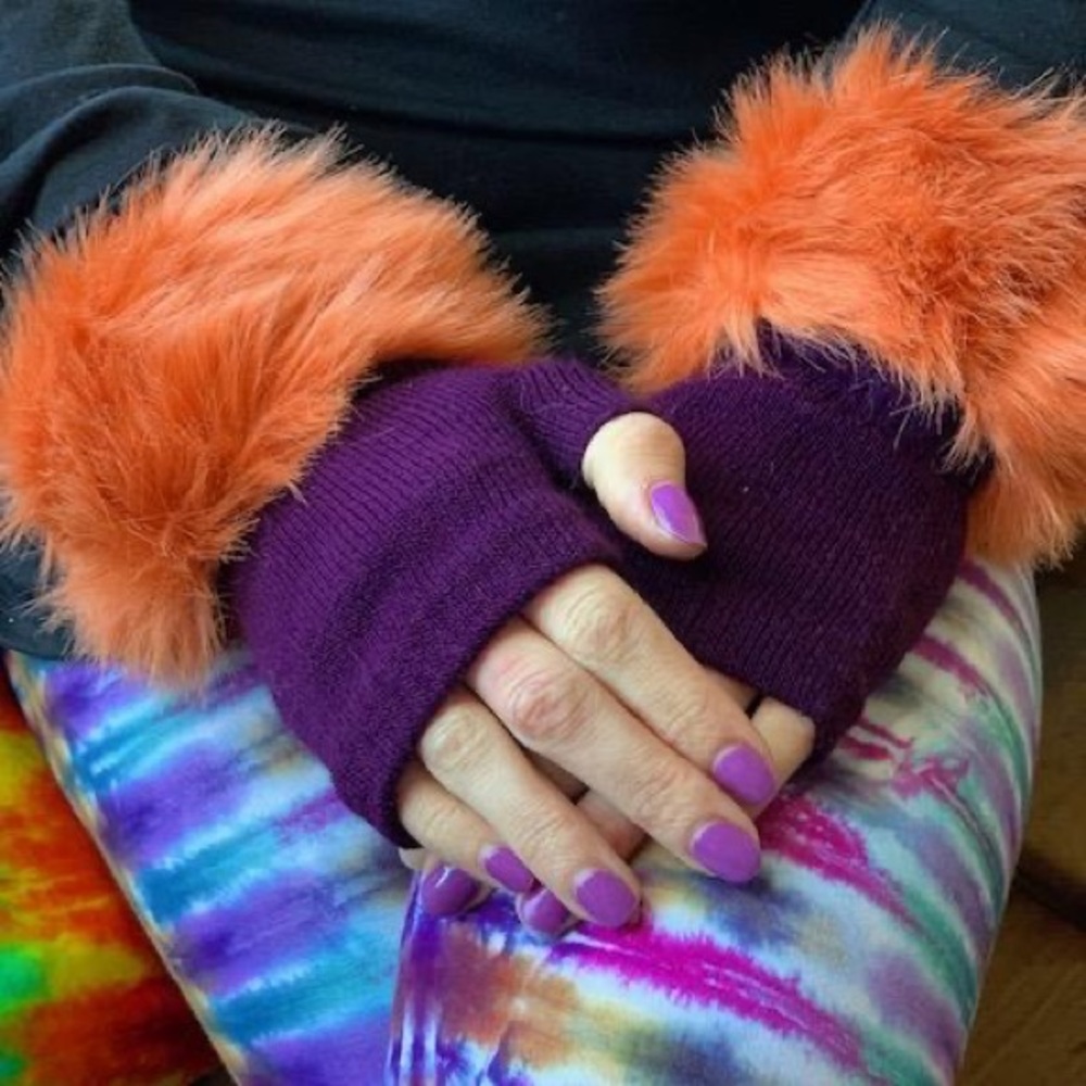 Faux fur hand warmers - fingerless gloves